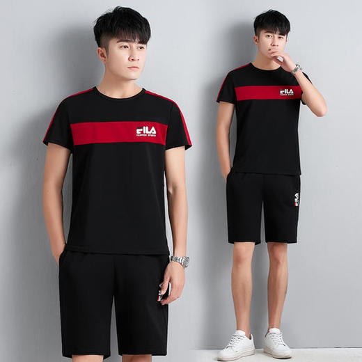 SP-1617802新款潮流时尚宽松短袖短裤休闲运动两件套 商品图2