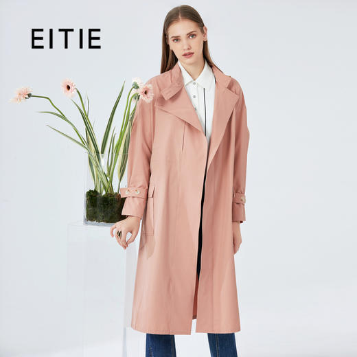 EITIE爱特爱秋季新款时尚慵懒廓形宽松翻驳领收腰风衣女外套6104803 商品图2