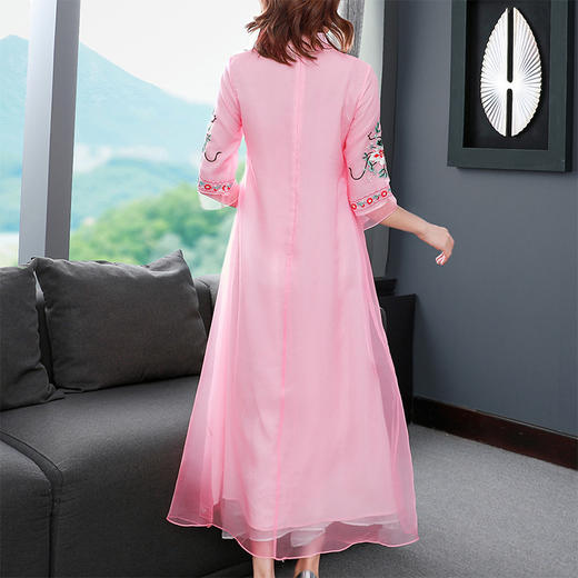 OGFYT-5183宽松大码小立领重工刺绣复古名族风长裙 商品图2