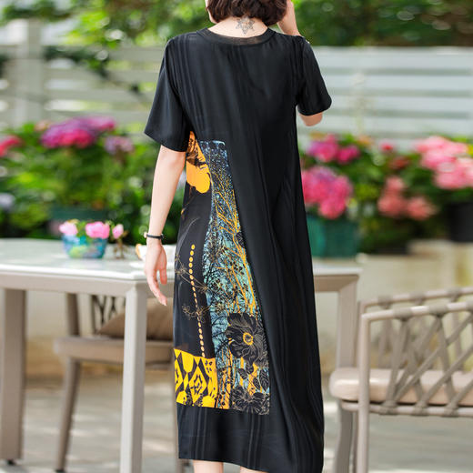 NYT-WW95032新款气质大码直筒裙黑色垂感优雅裙醋酸连衣裙 商品图3