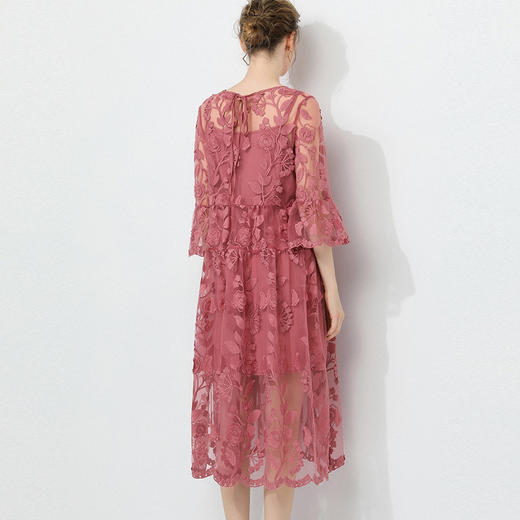 JRY-7665F2胖mm大码新款宽松时尚蕾丝刺绣连衣裙 商品图2