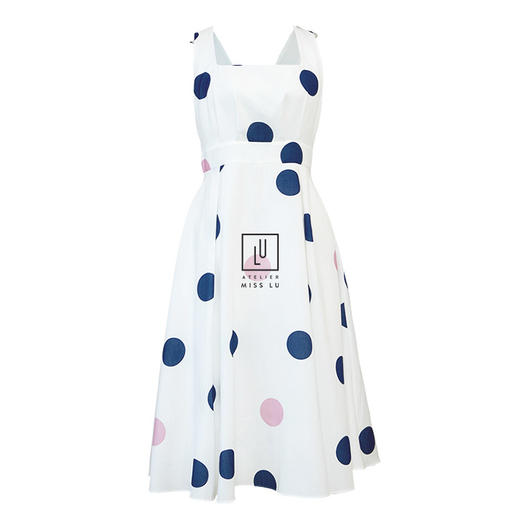 AtelierMissLu-「露背合理」趣味波点方领露背裙-0000620 商品图3