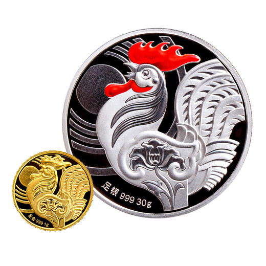 鸡年生肖富贵大吉金银纪念章（1克金+30克银） 商品图0