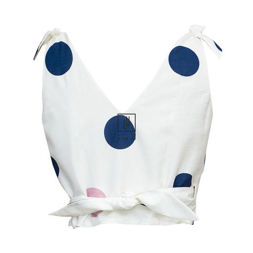 AtelierMissLu-「时髦有天分」 趣味波点蝴蝶结系带小上衣-00154A 商品图4