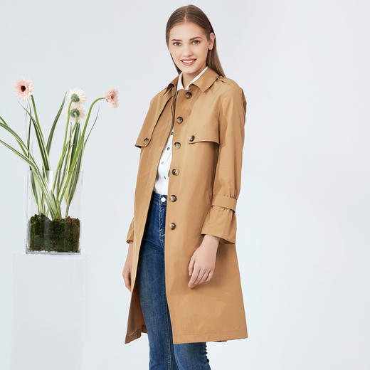 EITIE爱特爱秋季新款中性帅气复古经典收腰风衣外套女中长款6104804 商品图3