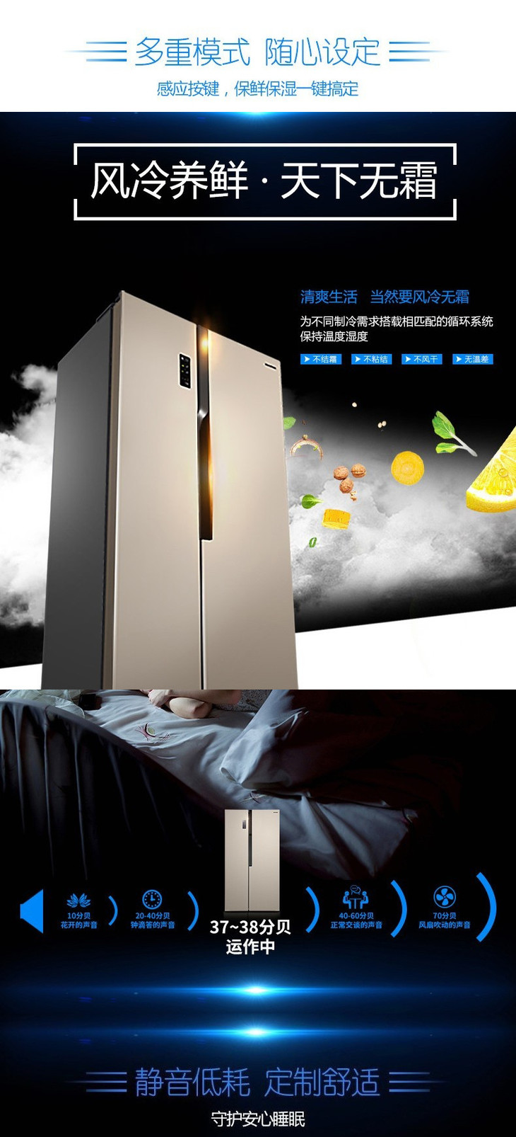 七楼容声ronshenbcd532wrs2hp对开门冰箱532升超薄双变频风冷无霜