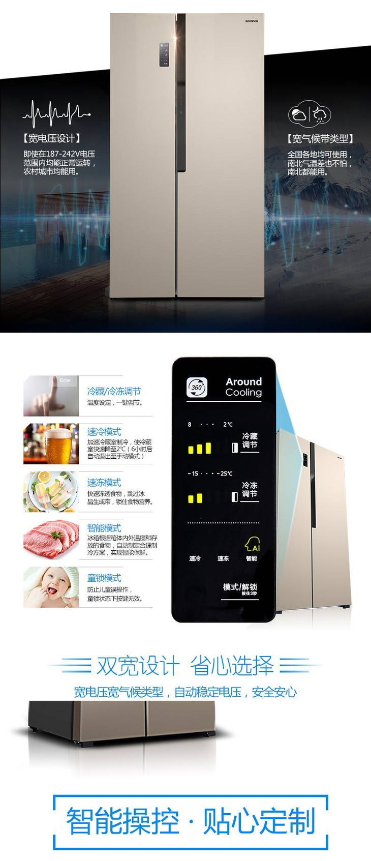 七楼容声ronshenbcd532wrs2hp对开门冰箱532升超薄双变频风冷无霜