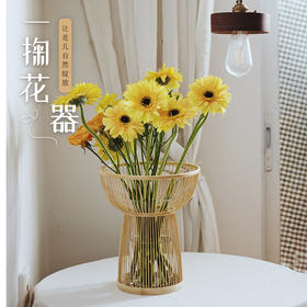 自然家一掬花器天然材质新中式竹花器禅意简约家庭装饰客厅餐厅