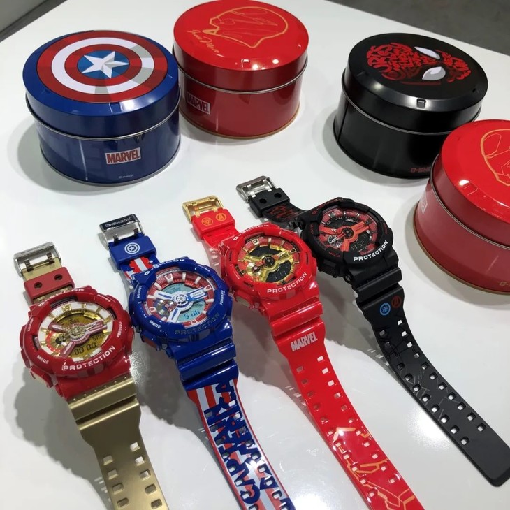 g-shock 110漫威限定款系列——钢铁侠/美国队长 /蜘蛛侠