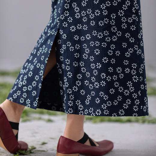 林栖推荐蓝印花布系列蓝染纯棉复古百搭半身裙1903288生活在左