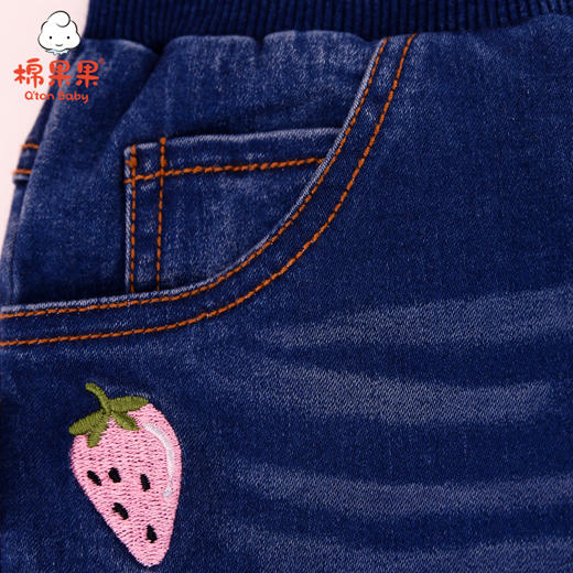 棉果果春秋季女童弹力梭织牛仔挂里长裤M322200220547 商品图2