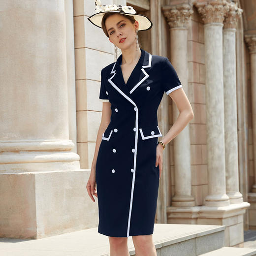 IWY/新品藏青色短袖连衣裙FQ001 商品图1