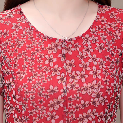 YWE-SJ19BMWC95雪纺碎花夏新款修身显瘦短袖大码中长款a字裙 商品图2