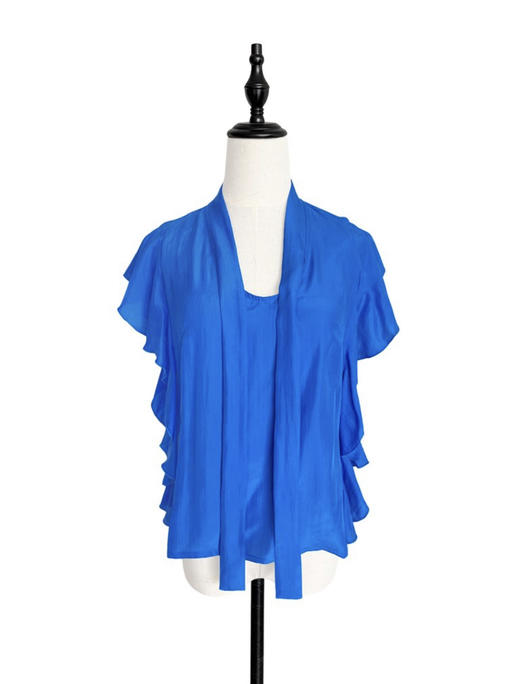 TYNVIE 花边修饰细领带上衣 - 蓝色 商品图0