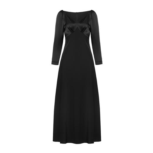 VIMAGE纬漫纪秋款时尚性大V领复古泡泡袖修身礼服连衣裙V1477005 商品图9