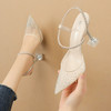 NO.55 Shoes1020-6欧美性感尖头浅口水钻高跟鞋一字带猫跟凉鞋 商品缩略图0