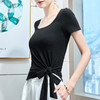 DY-AL30378新款绑带短袖t恤韩版纯色修身百搭体恤复古方领上衣 商品缩略图3