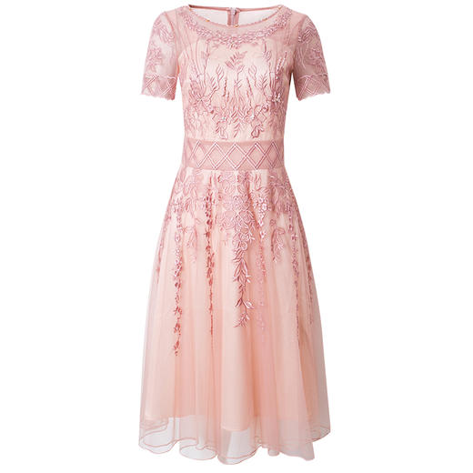 FMY-F20XL33098夏装款时尚超仙钉珠A字网布绣花连衣裙 商品图4