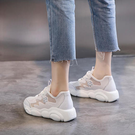 网面圆头百搭透气真皮小白鞋ML602 商品图4