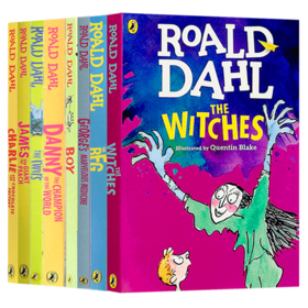 罗尔德达尔童书8册套装 英文原版 Roald Dahl 查理和巧克力工厂 女巫The Witches 好心眼圆梦巨人The BFG 儿童章节桥梁书
