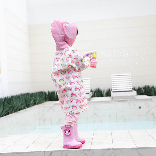 彩虹猫儿童雨衣女童加大帽子卡通立体造型轻薄防水雨披PS20812 商品图2