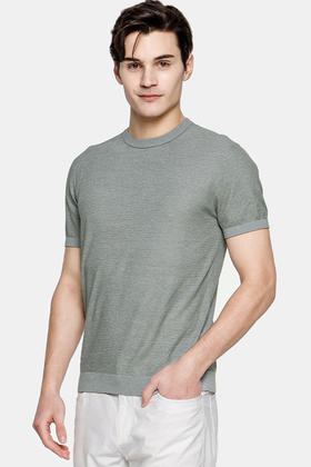 callisto夏季新款纯棉透气圆领短袖针织T恤绿色SPTSS009GR