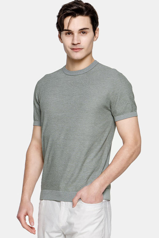 callisto夏季新款纯棉透气圆领短袖针织T恤绿色SPTSS009GR 商品图0