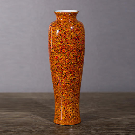 犀皮漆观音瓶红色矮