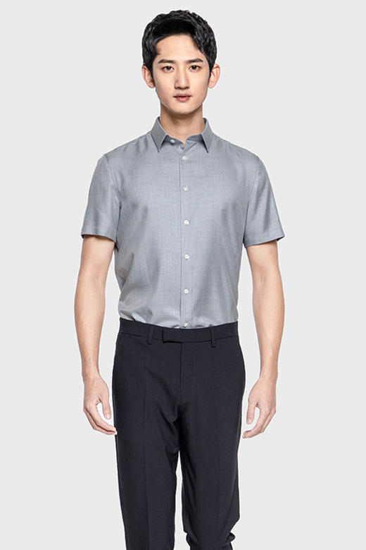 callisto夏季新款短袖衬衫透气舒适桑蚕丝  SPSTS035GY 商品图0