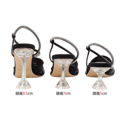 NO.55 Shoes1020-6欧美性感尖头浅口水钻高跟鞋一字带猫跟凉鞋 商品图3