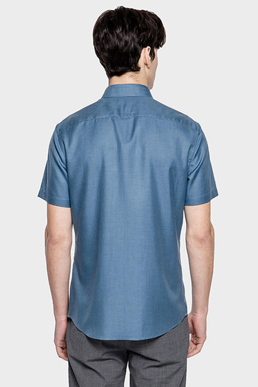 callisto夏季新款男短袖衬衫透气舒适桑蚕丝上班百搭  SPSTS035BL 商品图1