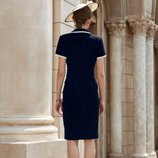 IWY/新品藏青色短袖连衣裙FQ001 商品图3