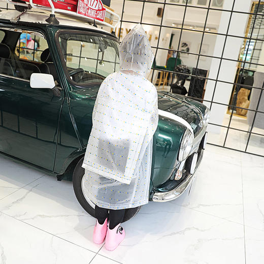 漏斗印花背包儿童雨衣男女童透明加大帽檐轻薄防水雨披PS20815 商品图2