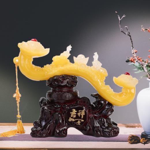 家居摆件吉祥玉如意聚宝盆摆件中式客厅家居乔迁木礼物新房装饰工艺
