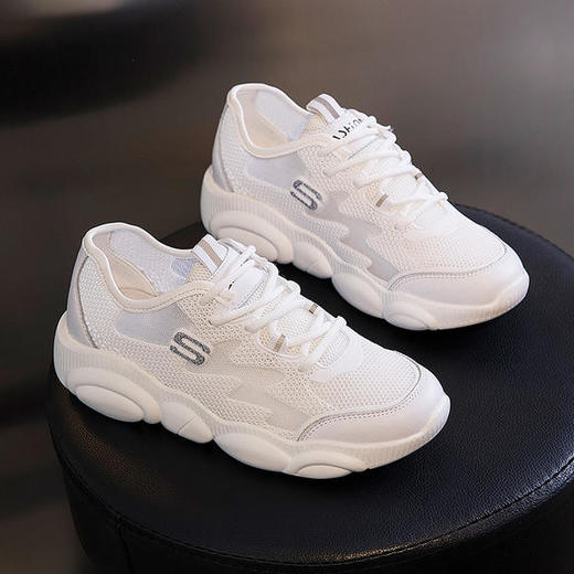 网面圆头百搭透气真皮小白鞋ML602 商品图1