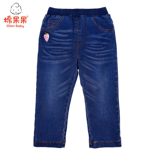 棉果果春秋季女童弹力梭织牛仔挂里长裤M322200220547 商品图0