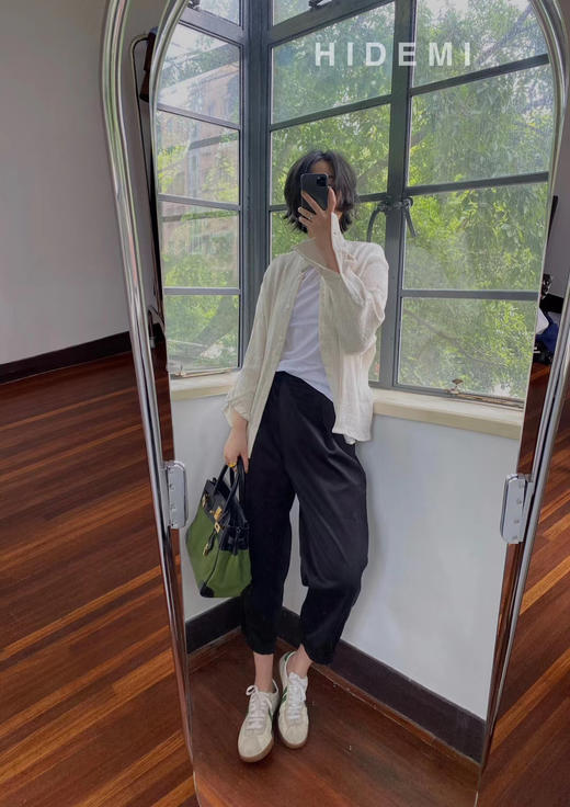 HIDEMI 黑色锥形高腰九分裤 商品图5