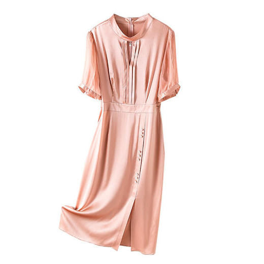 HRFS-WA66369新款镂空圆领优雅真丝连衣裙 商品图4