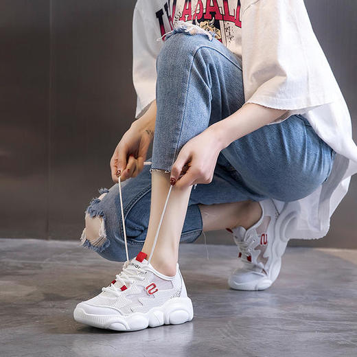 网面圆头百搭透气真皮小白鞋ML602 商品图2