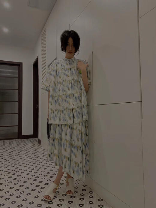 HIDEMI “我们做印花”无尽夏 印花长绒棉套装 可拆卸系带短袖衬衫/不对称半身裙 商品图1