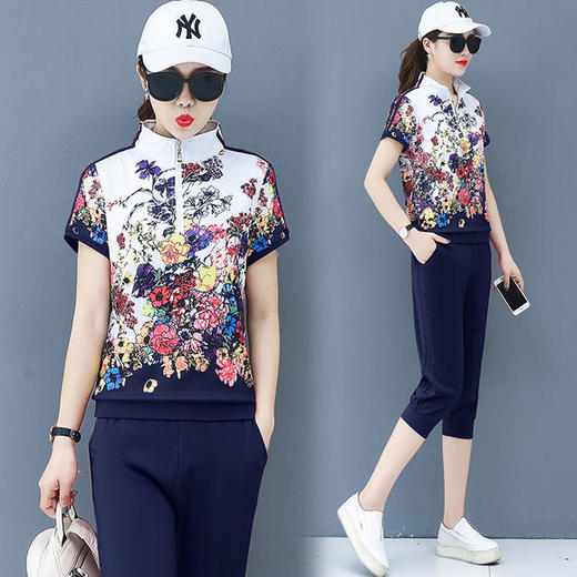 CNMM-114夏季新款潮流印花拼接上衣两件套 商品图2