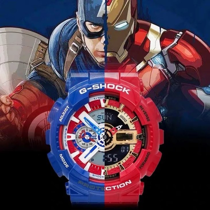 g-shock 110漫威限定款系列——钢铁侠/美国队长 /蜘蛛侠