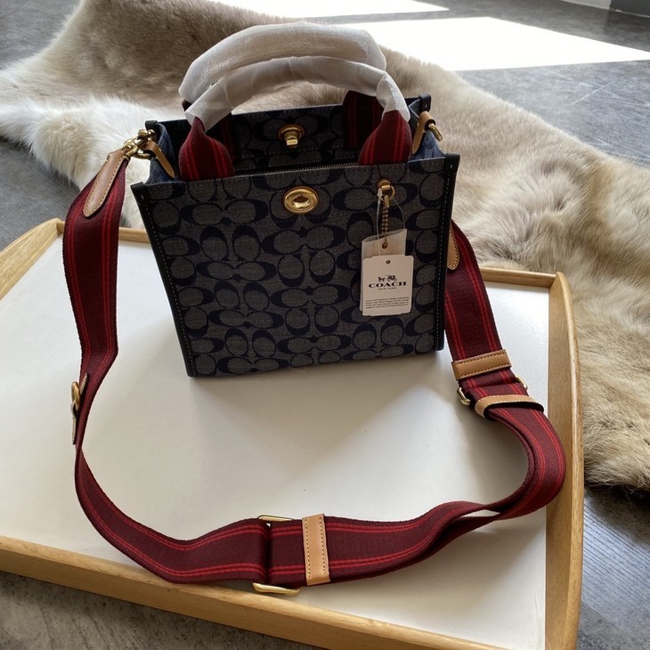 coachchambray香布雷tote午夜蓝小号