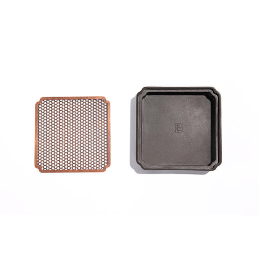 缘石台/君子系列/方寸 手编铜+玉檀砚 茶盘干泡台壶承 商品图7