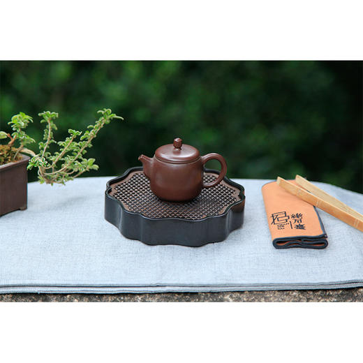 缘石台/君子系列/墨梅 手编铜+玉檀砚  干泡台储水小茶盘壶承 商品图10