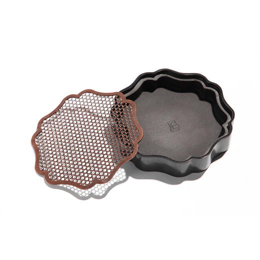 缘石台/君子系列/墨梅 手编铜+玉檀砚  干泡台储水小茶盘壶承 商品图12