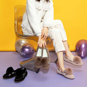 西村名物商场同款复古可爱毛毛鞋毛球雪地T29CM33361