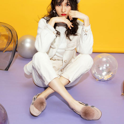 西村名物商场同款复古可爱毛毛鞋毛球雪地T29CM33361 商品图1