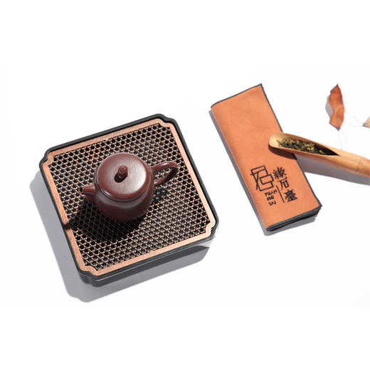 缘石台/君子系列/方寸 手编铜+玉檀砚 茶盘干泡台壶承 商品图12