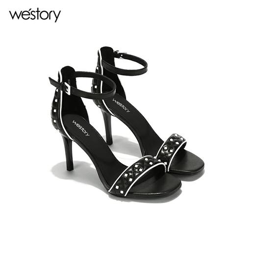 westory高跟一字带珍珠凉鞋W282G60171 商品图0